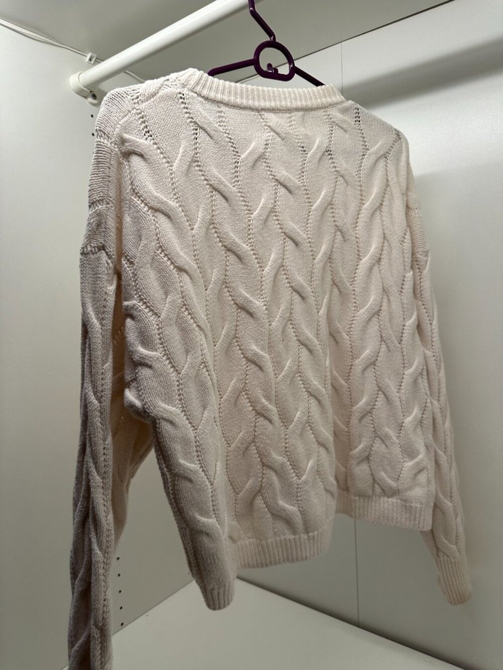 Pinque Design Studio Cream Cable Knit Pullover Sweater Crew Neck Size M - Picture 3 of 5